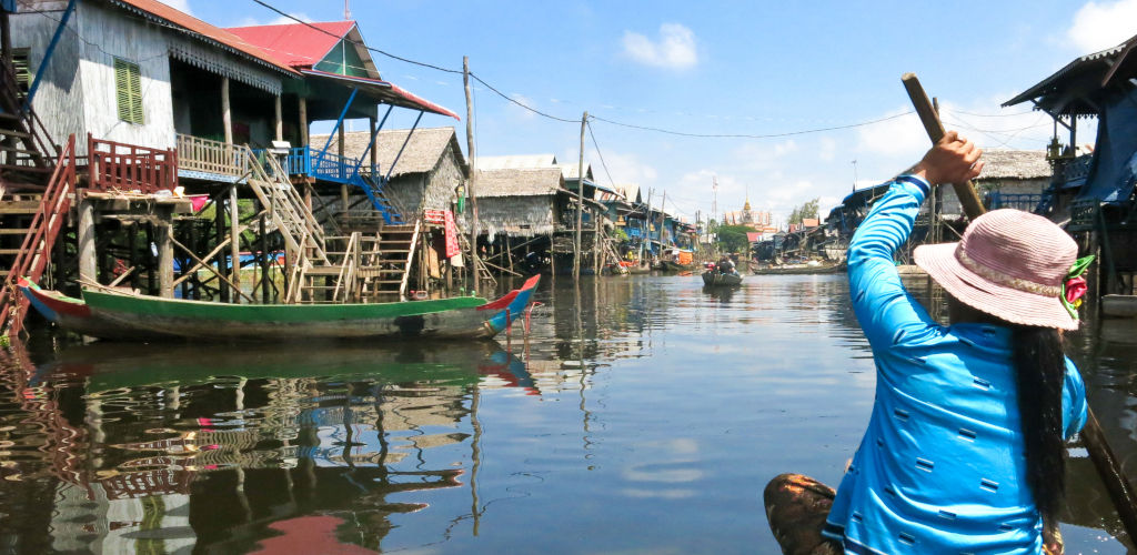 Village flottant au Cambodge.
