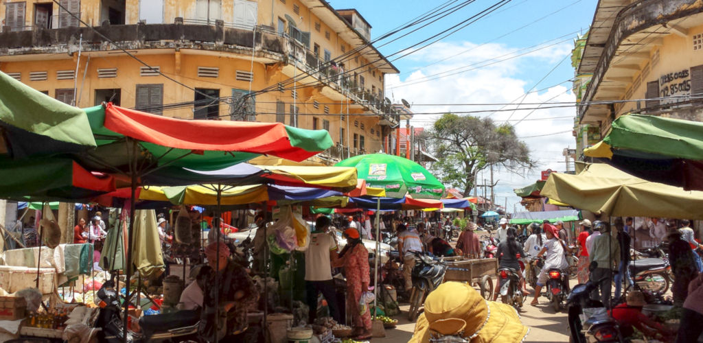 Marché à Kratié au Cambodge.